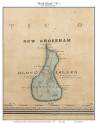 New Shoreham, Block Island, Rhode Island 1831 - Old Town Map Custom Print - 1831 State
