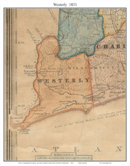 Westerly, Rhode Island 1831 - Old Town Map Custom Print - 1831 State