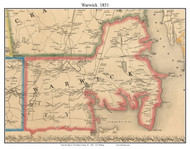 Warwick, Rhode Island 1851 - Old Town Map Custom Print - Providence Co.