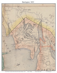 Barrington, Rhode Island 1855 - Old Town Map Custom Print - 1855 State