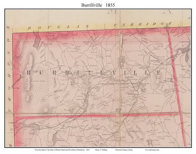 Map Of Burrillville Ri Burrillville, Rhode Island 1855 - Old Town Map Custom Print - 1855 State -  Old Maps