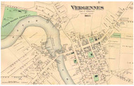 Vergennes Downtown, Vermont 1871 Old Town Map Reprint - Addison Co.