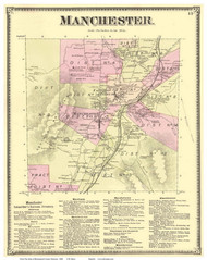 Manchester, Vermont 1869 Old Town Map Reprint - Bennington Co.