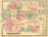Charlotte Town, Charlotte Centre and Charlotte Four Corners Village, Vermont 1869 Old Town Map Reprint - Chittenden Co.