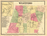 Westford Town and Westford Centre Village, Vermont 1869 Old Town Map Reprint - Chittenden Co.