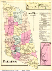 Fairfax Town, Fairfax Falls and North Fairfax Villages, Vermont 1871 Old Town Map Reprint - Franklin Co.