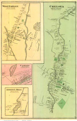 Chelsea, Fairlee, West Fairlee, and Abbot's Mills Villages, Vermont 1877 Old Town Map Reprint - Orange Co.