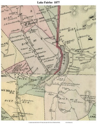 Lake Fairlee Custom, Vermont 1877 Old Town Map Reprint - Orange Co.