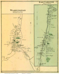Washington and East Corinth Villages, Vermont 1877 Old Town Map Reprint - Orange Co.