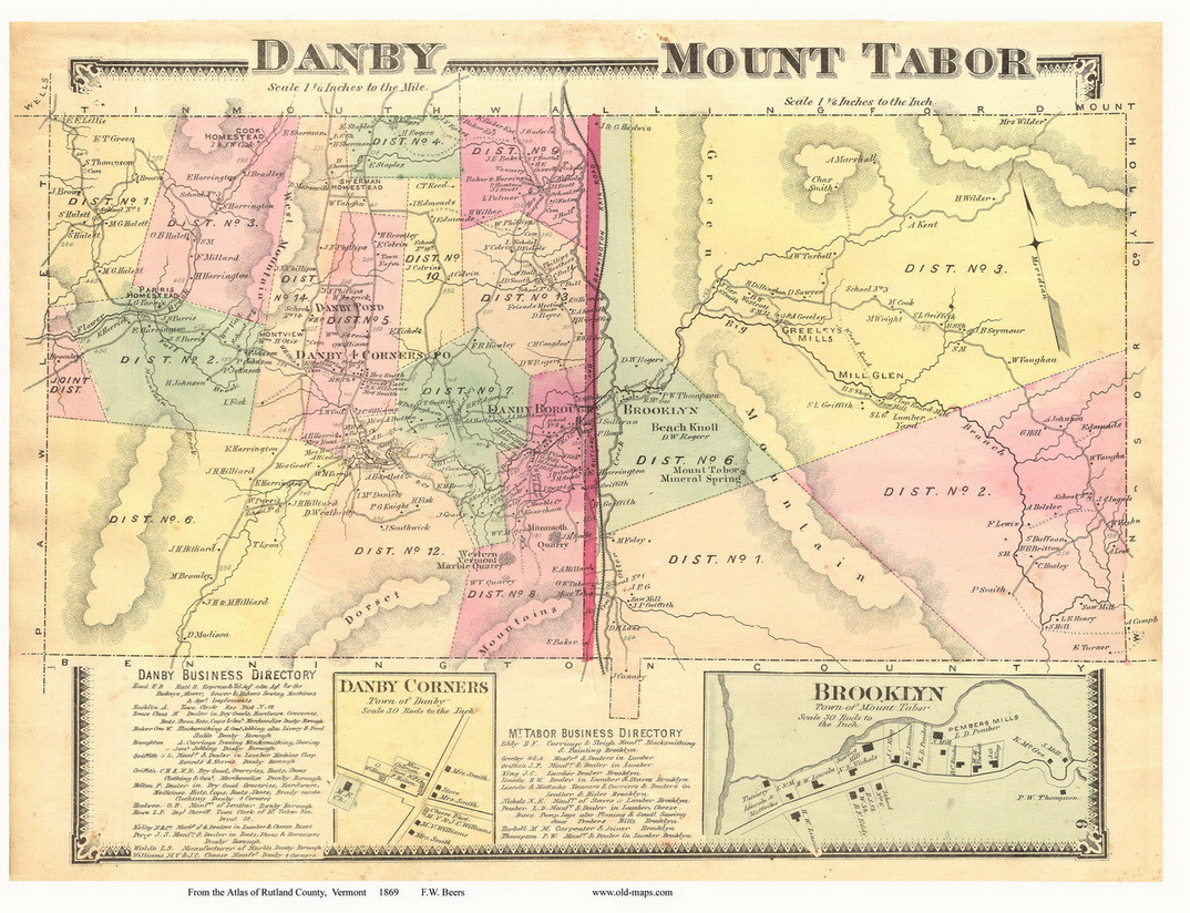 Danby and Mount Tabor Towns, Danby Corners and Brooklyn Villages
