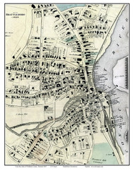 Brattleboro Downtown, Vermont 1869 Old Town Map Reprint - Windham Co.