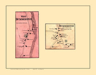 Dummerston & West Dummerston Villages, Vermont 1869 Old Town Map Reprint - Windham Co.