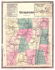 Guilford, Vermont 1869 Old Town Map Reprint - Windham Co.