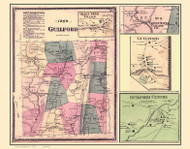 Guilford Town & Villages, Vermont 1869 Old Town Map Reprint - Windham Co.