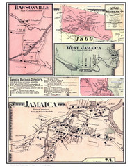 Jamaica Villages, Vermont 1869 Old Town Map Reprint - Windham Co.