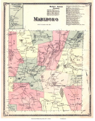 Marlboro, Vermont 1869 Old Town Map Reprint - Windham Co.