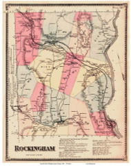 Rockingham, Vermont 1869 Old Town Map Reprint - Windham Co.