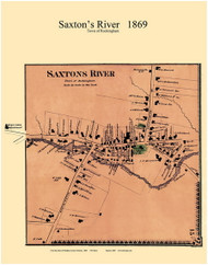 Saxton's River - Rockingham, Vermont 1869 Old Town Map Reprint - Windham Co.