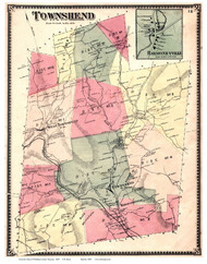 Townshend, Vermont 1869 Old Town Map Reprint - Windham Co.