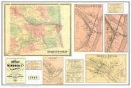 Hartford Poster Map, 1869 Old Town Map Custom Print - Windsor Co. VT