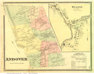 Andover Town and Weston Village, Vermont 1869 Old Town Map Reprint - Windsor Co.
