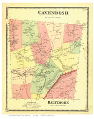 Cavendish and Part of Baltimore, Vermont 1869 Old Town Map Reprint - Windsor Co.
