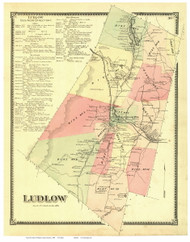 Ludlow, Vermont 1869 Old Town Map Reprint - Windsor Co.