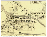 Ludlow Village Closeup (Custom), Vermont 1869 Old Town Map Reprint - Windsor Co.