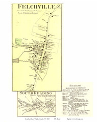 Felchville and South Reading Villages (Custom) - Reading, Vermont 1869 Old Town Map Reprint - Windsor Co.