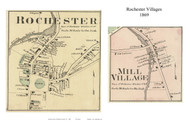 Rochester and Mill Village (Custom) - Rochester, Vermont 1869 Old Town Map Reprint - Windsor Co.