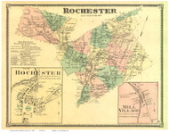 Rochester Town, Rochester Village and Mill Village, Vermont 1869 Old Town Map Reprint - Windsor Co.