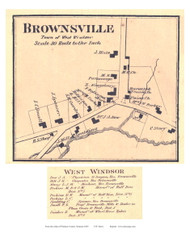 Brownsville Village (Custom) - West Windsor, Vermont 1869 Old Town Map Reprint - Windsor Co.