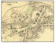 Woodstock Downtown Closeup (Custom), Vermont 1869 Old Town Map Reprint - Windsor Co.