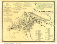 Woodstock Village, Vermont 1869 Old Town Map Reprint - Windsor Co.