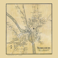 Middlebury Village, Vermont 1857 Old Town Map Custom Print - Addison Co.
