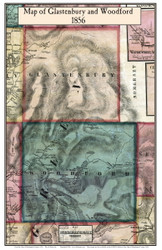 Glastenbury and Woodford, Vermont 1856 Old Town Map Custom Print - Bennington Co.