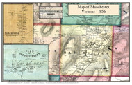 Manchester Poster, Vermont 1856 Old Town Map Custom Print - Bennington Co.