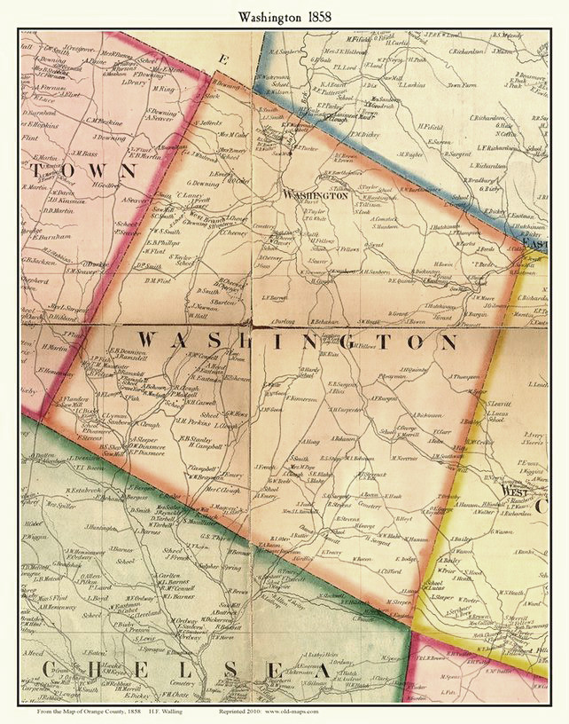 Washington, Vermont 1858 Old Town Map Custom Print Orange Co. OLD MAPS