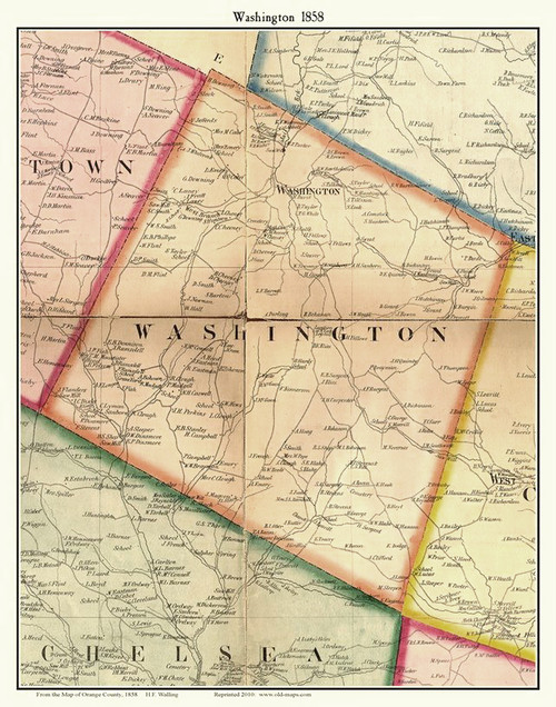 Washington, Vermont 1858 Old Town Map Custom Print - Orange Co. - OLD MAPS