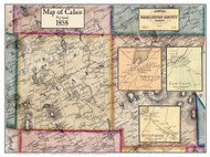 Calais Poster Map, 1858 Old Town Map Custom Print - Washington Co. VT