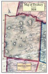 Duxbury Poster Map, 1858 Old Town Map Custom Print - Washington Co. VT