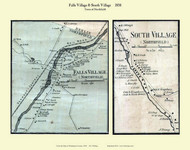 South Village and Falls Village, Vermont 1858 Old Town Map Custom Print - Washington Co.