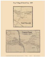Troy and North Troy Villages, Vermont 1859 Old Town Map Custom Print - Orleans Co.