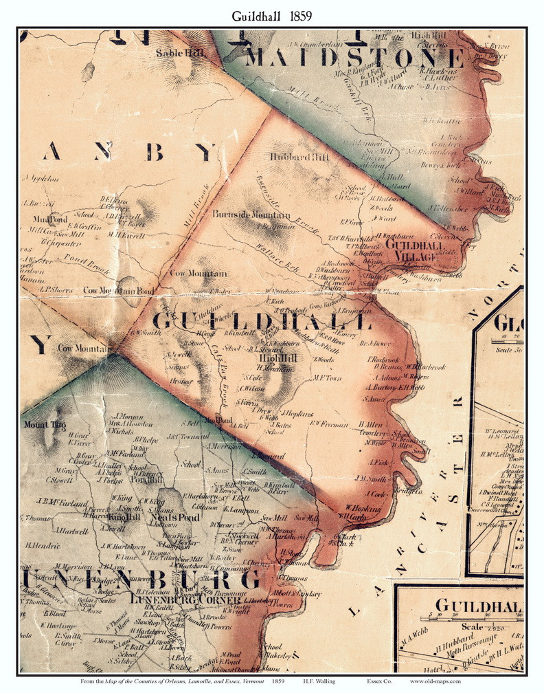 Guildhall, Vermont 1859 Old Town Map Custom Print Essex Co. OLD MAPS