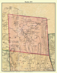 Brandon, Vermont 1854 Old Town Map Custom Print - Rutland Co.