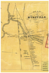 Hydeville Village, Vermont 1854 Old Town Map Custom Print - Rutland Co.