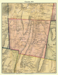 Clarendon, Vermont 1854 Old Town Map Custom Print - Rutland Co.