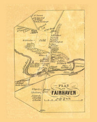 Fairhaven Village, Vermont 1854 Old Town Map Custom Print - Rutland Co.