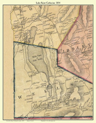 Lake St. Catherine, Vermont 1854 Old Town Map Custom Print - Rutland Co.