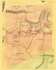 Grangerville Village, Vermont 1854 Old Town Map Custom Print - Rutland Co.